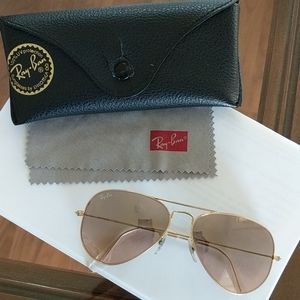 Ray-Ban gold frame pink gradient aviator sunglass